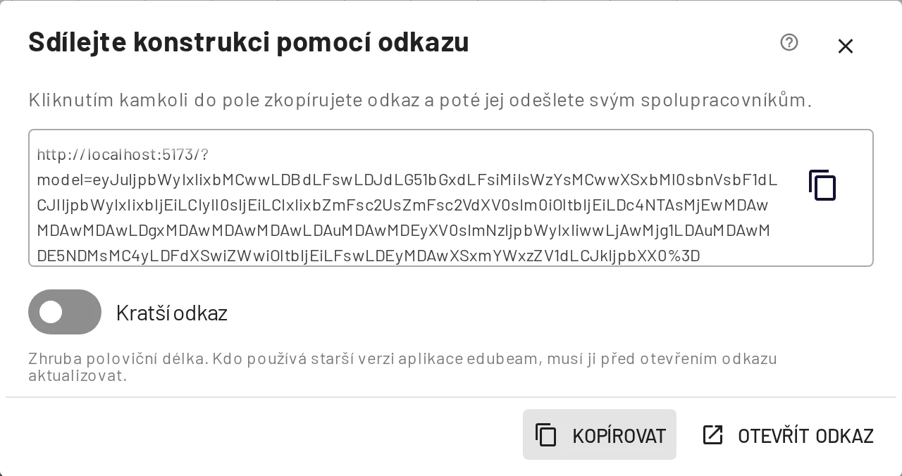 Dialog sdílení