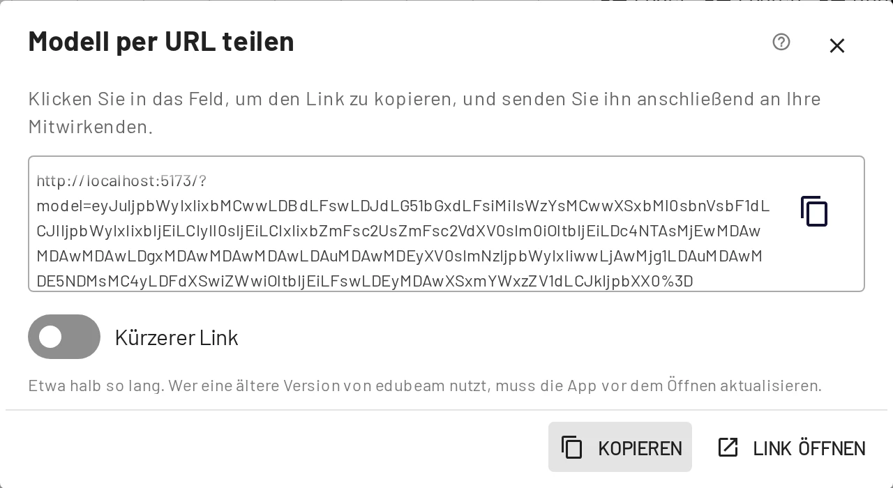 Der Teilen-Dialog