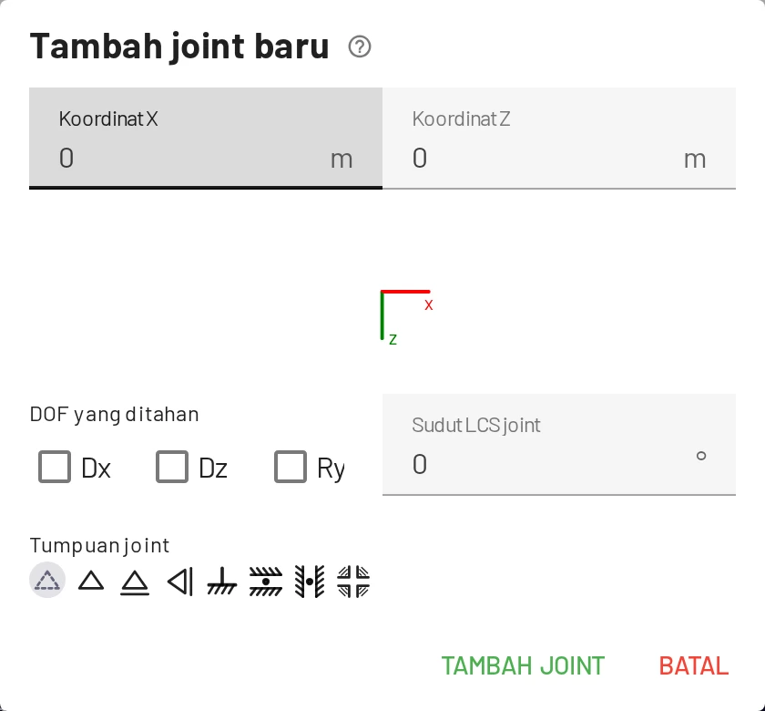 Dialog Tambah joint