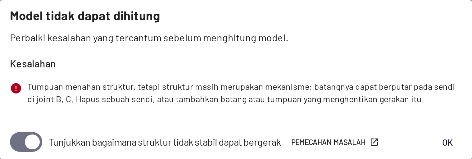 Tampilkan detail mencantumkan setiap masalah beserta petunjuknya