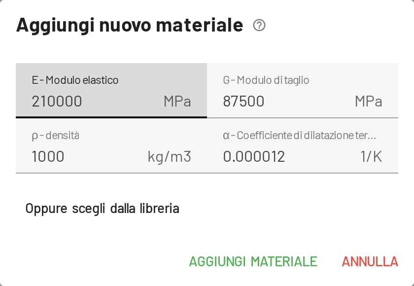 Aggiungi materiale
