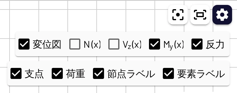 ビューアのボタンと表示オプション