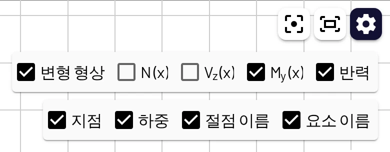 뷰어 버튼과 표시 옵션