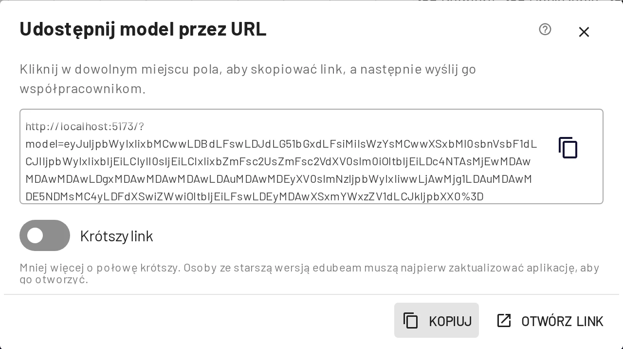 Okno udostępniania