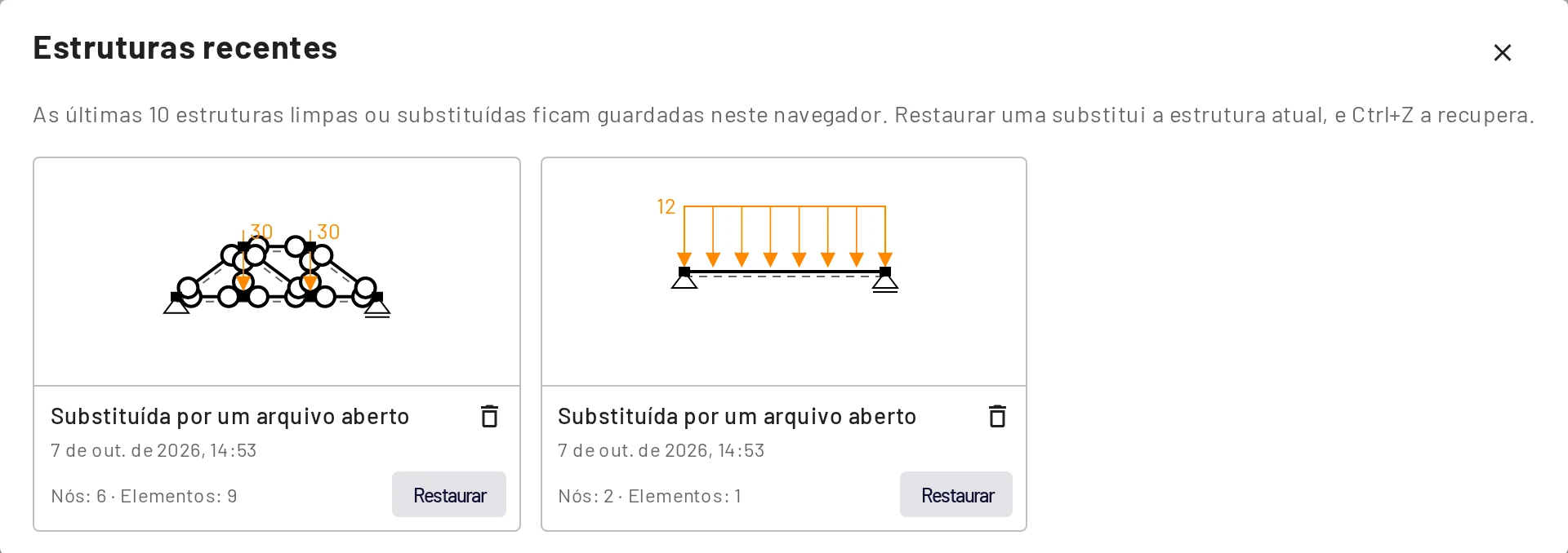 Estruturas recentes