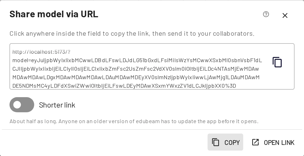 The share dialog