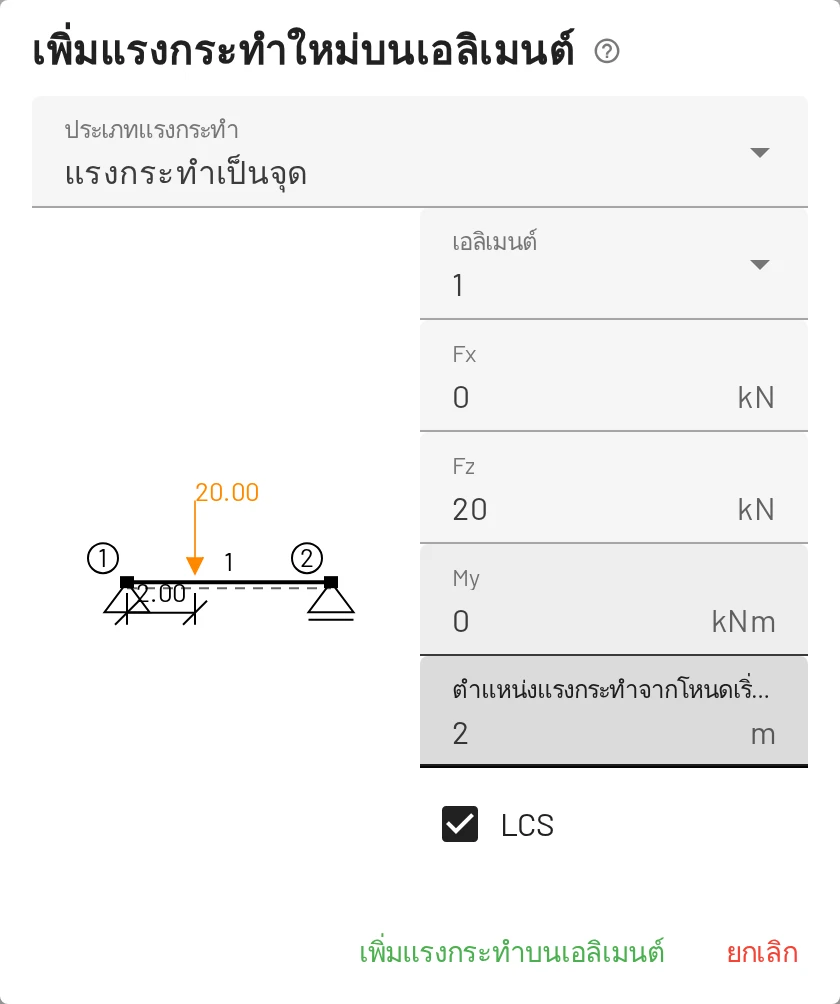 แรงกระทำเป็นจุด