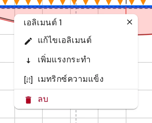 เอลิเมนต์: แก้ไข เพิ่มแรงกระทำ เมทริกซ์ความแข็ง