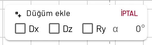 Fare modunda üstteki şerit, yerleştirdiğiniz her düğümün mesnetlerini ve açısını belirler