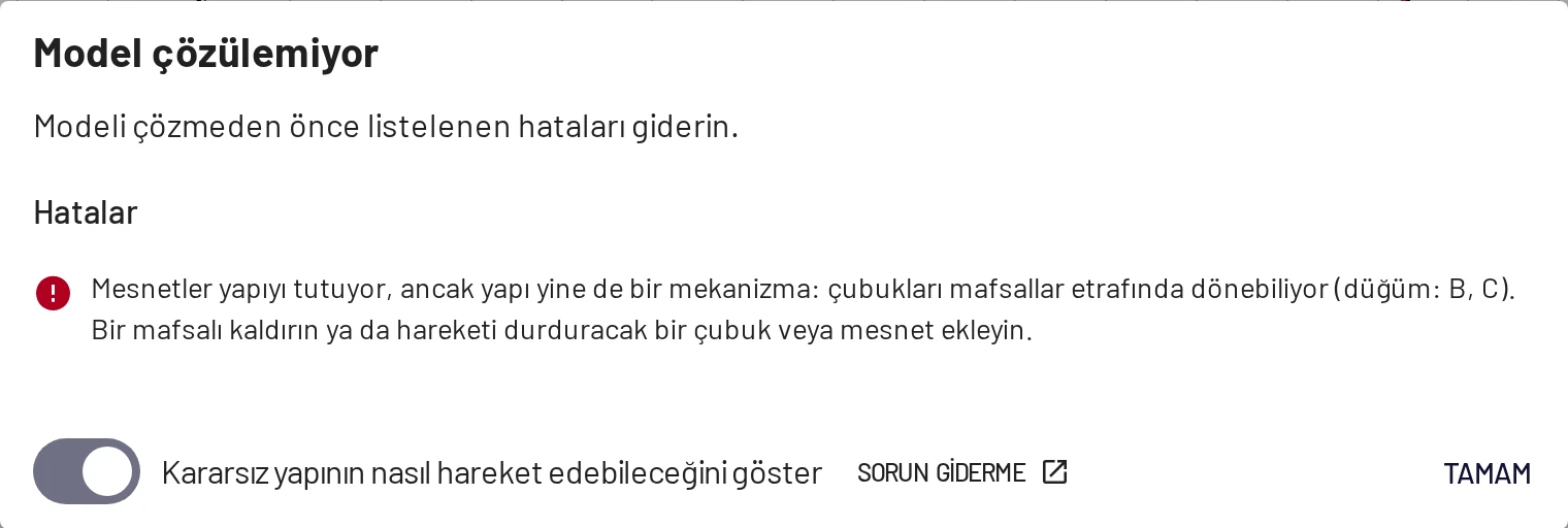 Ayrıntıları göster, her sorunu bir ipucuyla birlikte listeler