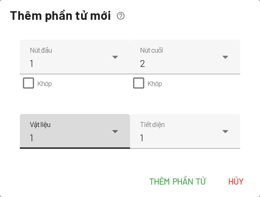 Hộp thoại Thêm phần tử