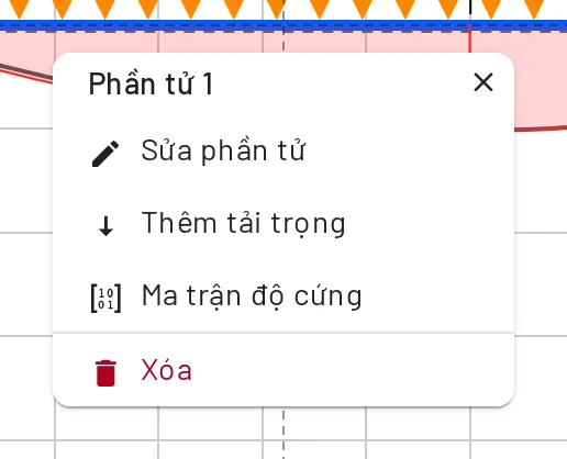 Một phần tử: sửa, thêm tải trọng, ma trận độ cứng